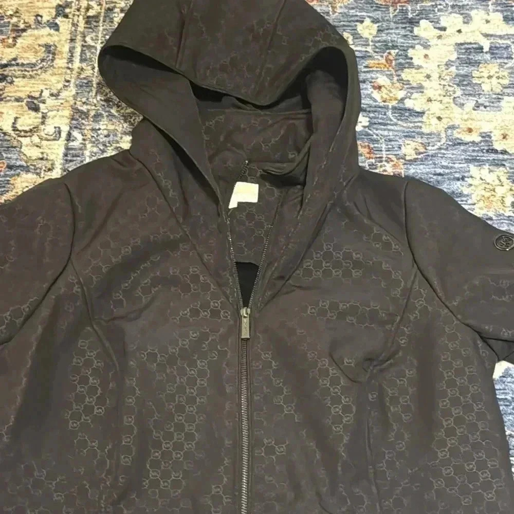 NWT $280 Michael Kors Designer Blk Signature Coat Trench Water Resistant Woven - Picture 3 of 16